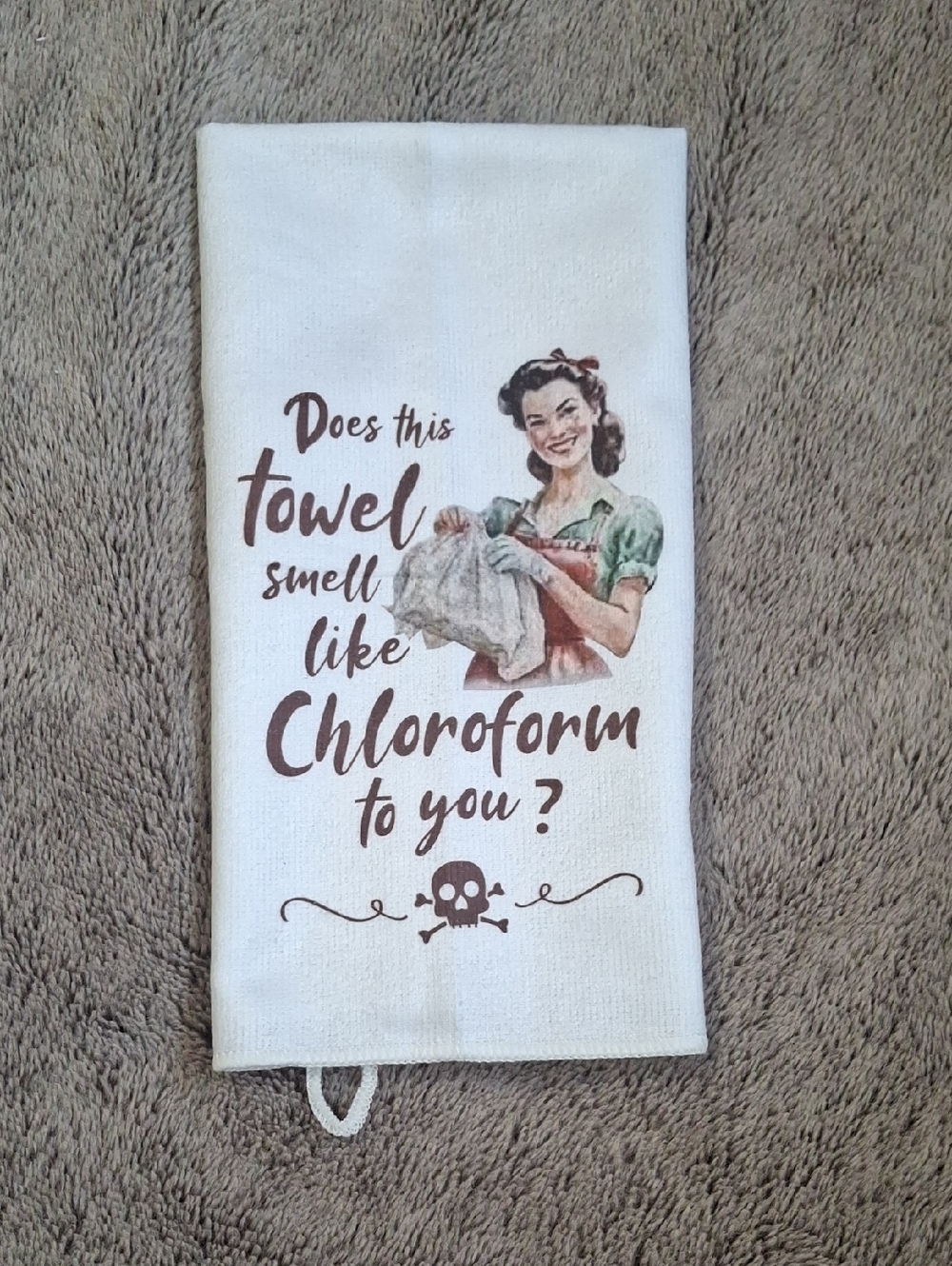 Retro Script Funny Kitchen Towel - Picture 2 of 5